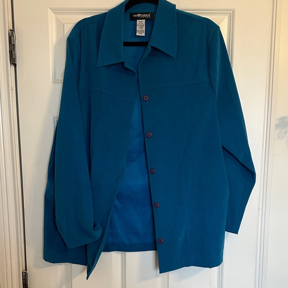 Sag Harbor Women's Blue Shirt Jacket